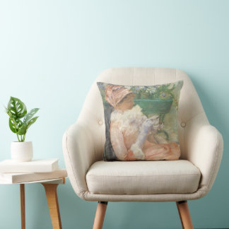 Cup of Tea by Mary Cassatt, Vintage Impressionism Cushion