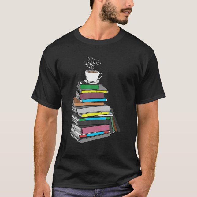 Cup Of Tea Coffee And Book Lover Cute T-Shirt (Front)