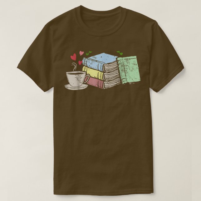 Cup of Tea Coffee And Book Lover Nerd Reader Funny T-Shirt (Design Front)
