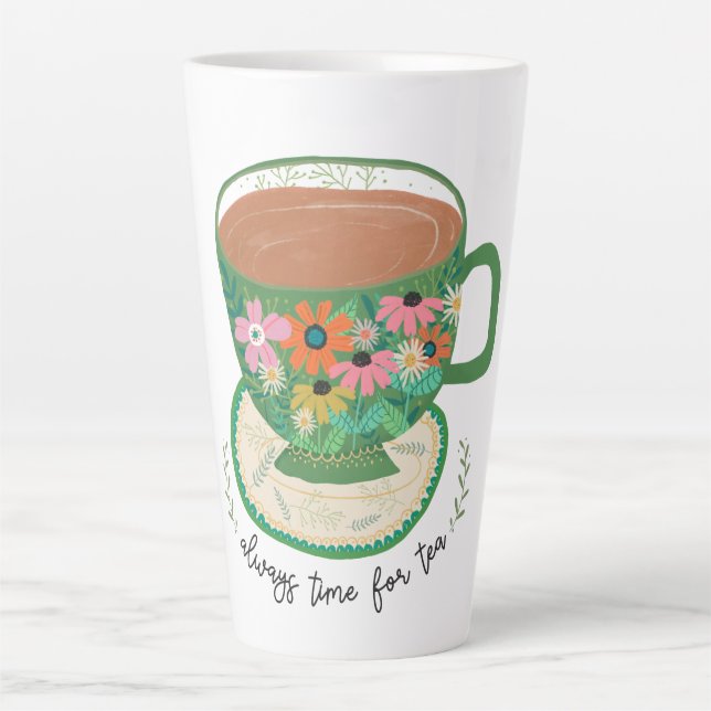 Cup of Tea Floral Quote Vintage Mug (Front)