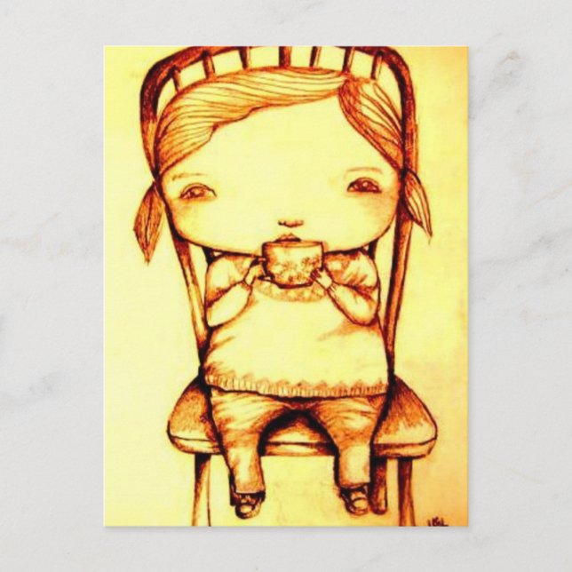 Cup of Tea @ Grandma's Postcard, by Lyn Hurring Postcard (Front)