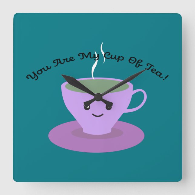 Cup of Tea Square Wall Clock (Front)