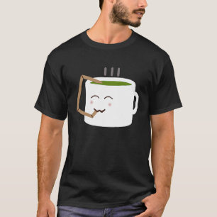 Cup of Tea Using a Straw to Drink Cute Green Tea T-Shirt