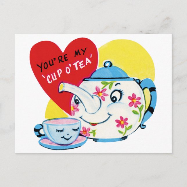 Cup of Tea Valentine Holiday Postcard (Front)