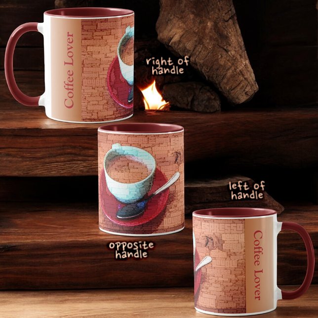 Cup Spoon Typography Embedded Word Cloud Custom (mug left, right and opposite of handle)