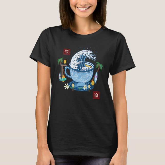 Cup Tea Great Wave Off Kanagawa Japanese Aesthetic T-Shirt (Front)