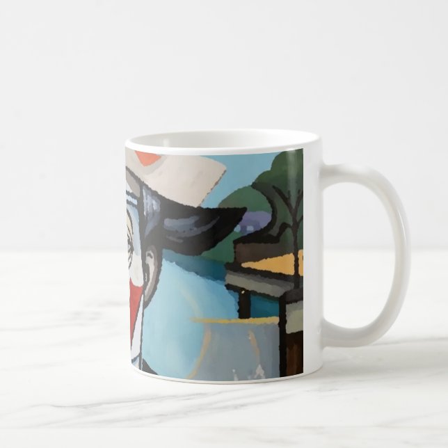 Cup with Cubist Male portrait of Artist, Thinker (Right)