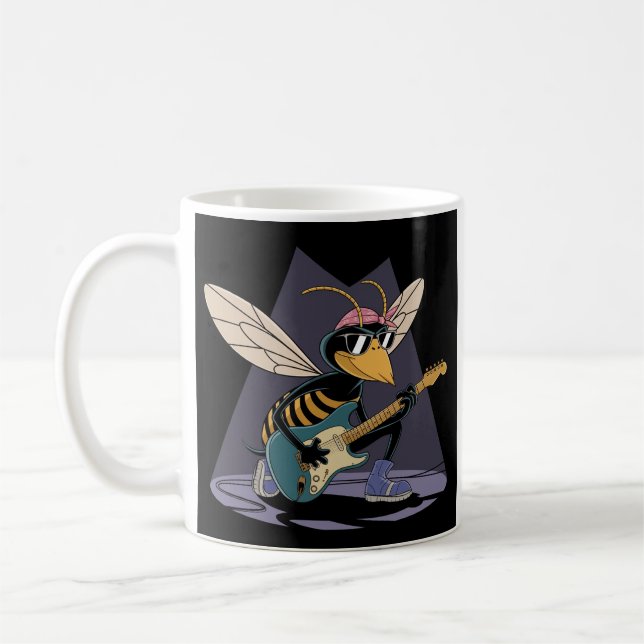 CUP WITH HORNET PLAYING GUITAR  (Left)