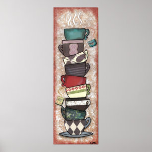 Cupapalooza - Coffee Mugs, Tea Cups - Original Art Poster