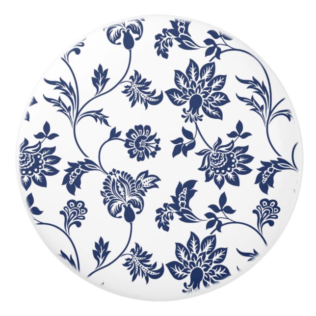 Cupboard / Door Ceramic Knobs - French Blue/White (Front)