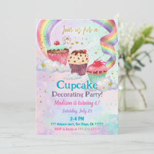 Cupcake 6th Birthday Party Sweet Candy Party Invitation