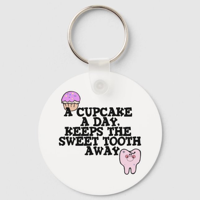 Cupcake A Day Sweet Tooth Away Key Ring (Front)