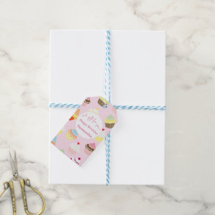 Cupcake A Gift for You Pink Birthday Tags