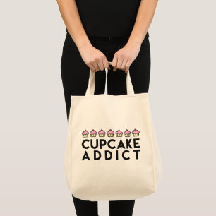 CUPCAKE ADDICT Fun Quote Grocery Tote