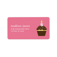 Cupcake Address Label - Pink