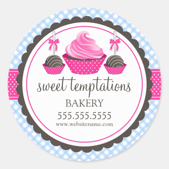 Cupcake and Cake Pops Bakery Box Seals (Front)