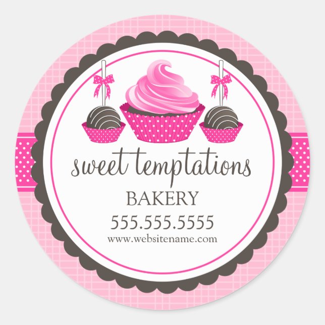 Cupcake and Cake Pops Bakery Box Seals (Front)
