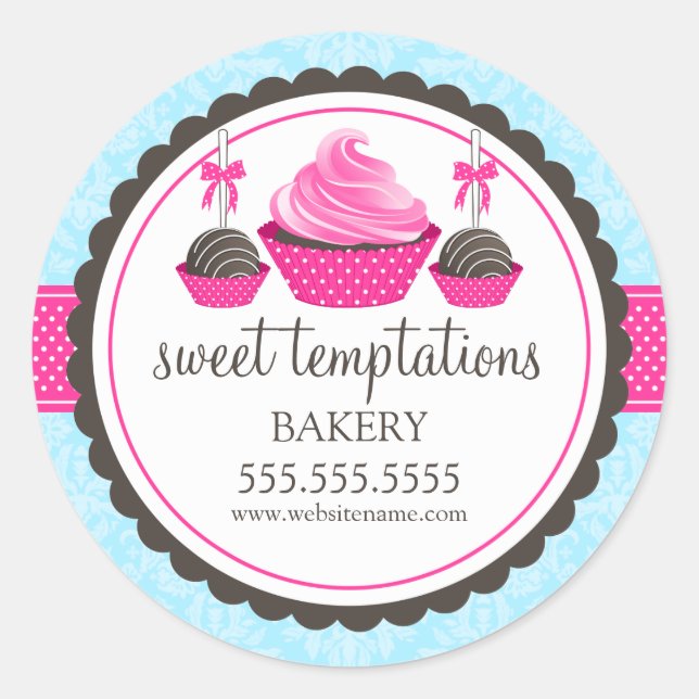 Cupcake and Cake Pops Bakery Box Seals (Front)