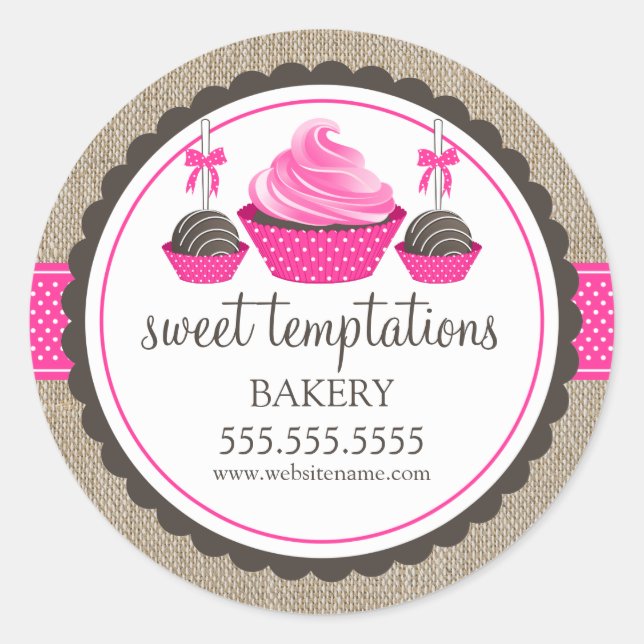 Cupcake and Cake Pops Bakery Box Seals (Front)