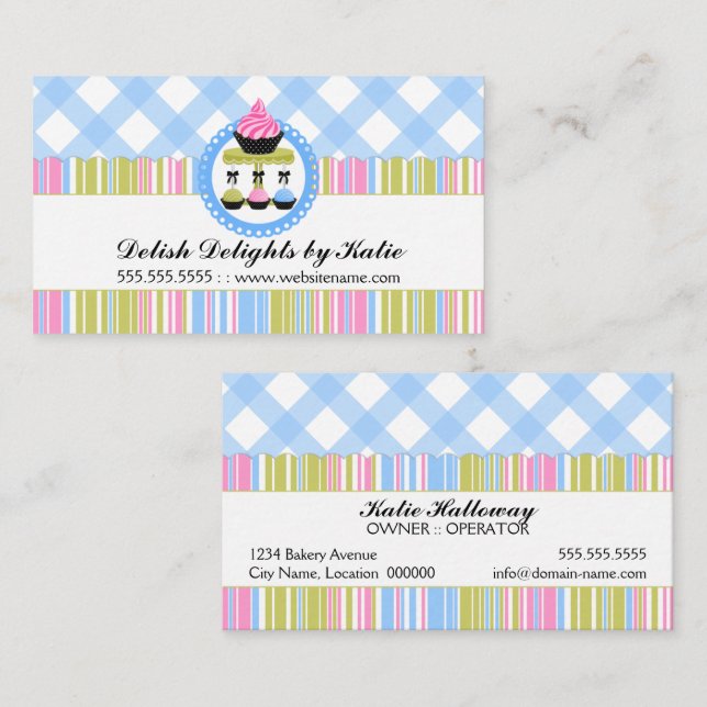 Cupcake and Cake Pops Bakery Business Card (Front/Back)