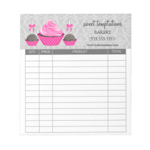 Cupcake and Cake Pops Baking Receipts Notepad