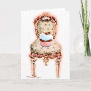 Cupcake and Chair Vintage Style Cards