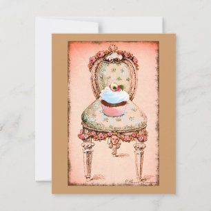 Cupcake and Chair Vintage Style Invitation Card