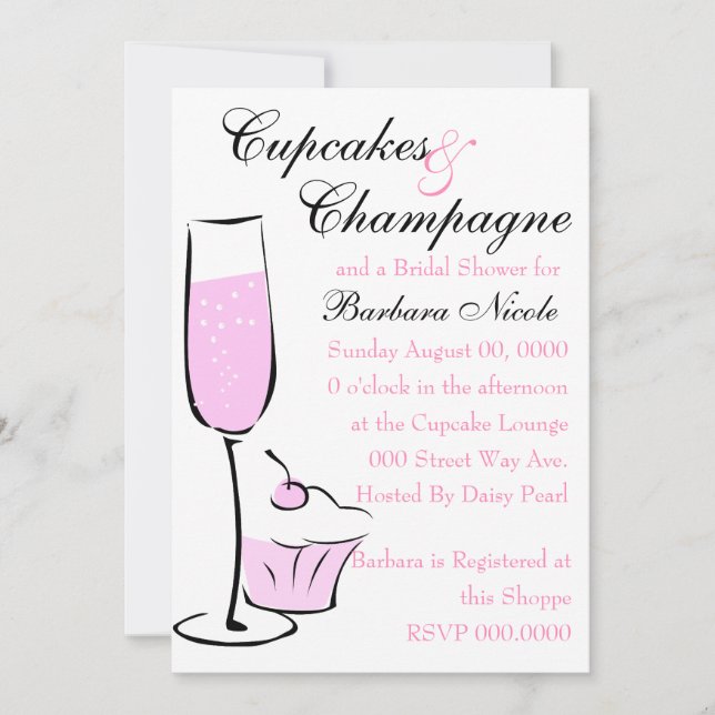 Cupcake and Champage Invitation (Front)