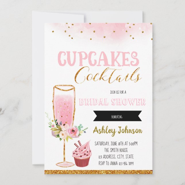Cupcake and cocktails party invitation (Front)