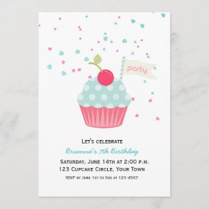 Cupcake and Confetti Birthday Invitation