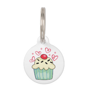 Cupcake and Hearts Pet Tag