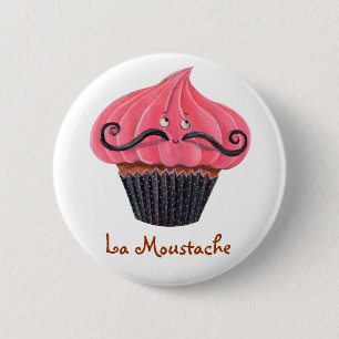 Cupcake and La Moustache 6 Cm Round Badge