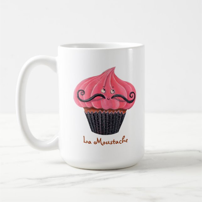 Cupcake and La Moustache Coffee Mug (Left)