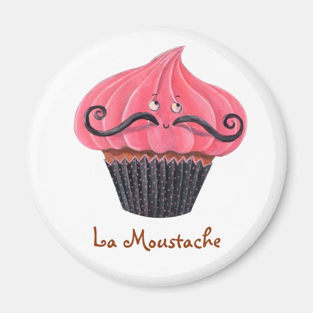 Cupcake and La Moustache Magnet (Front)