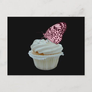 Cupcake and pink butterfly postcard