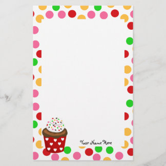 Cupcake and Polka Dot Stationery