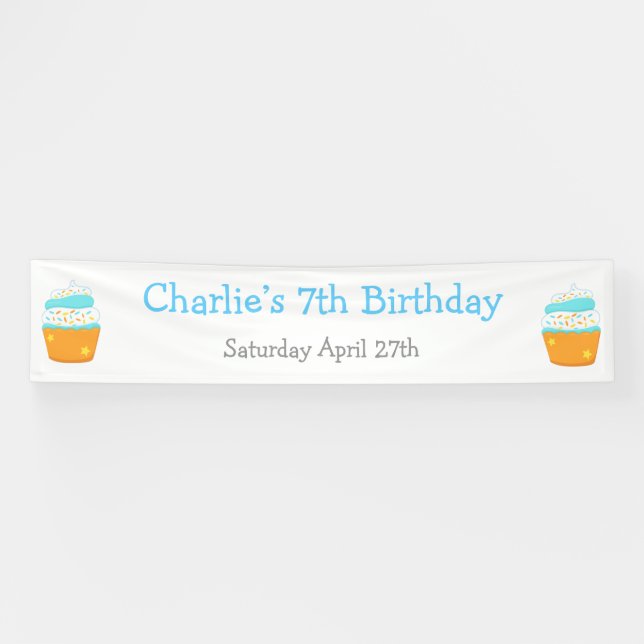Cupcake and Sprinkles Birthday Party Banner (Horizontal)
