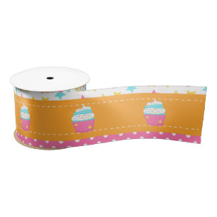 Cupcake and Sprinkles Birthday Party Satin Ribbon