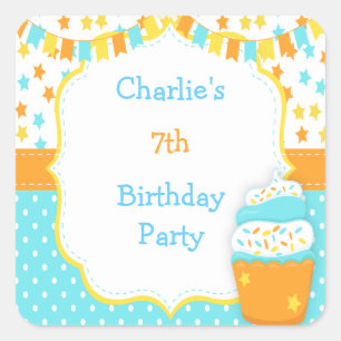 Cupcake and Sprinkles Birthday Party Square Sticker