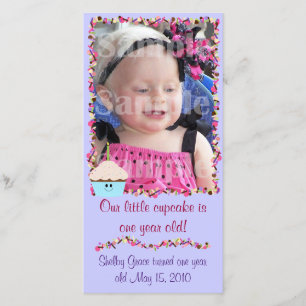 Cupcake and Sprinkles Birthday Photo Card