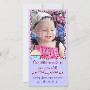 Cupcake and Sprinkles Birthday Photo Card