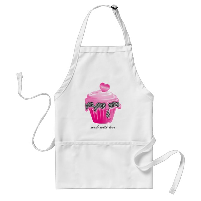 Cupcake Apron Pastry Chef Zebra Pink (Front)