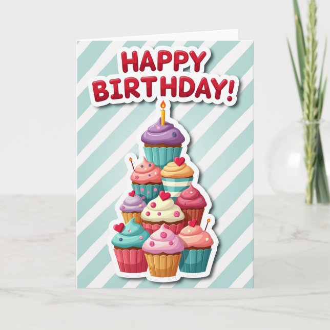 Cupcake Art Birthday Card (Front)