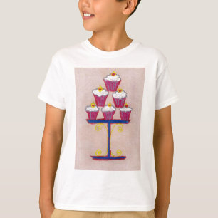 Cupcake Art Print with Cherry and Pink Background T-Shirt