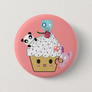 Cupcake Attack! (>_<) 6 Cm Round Badge