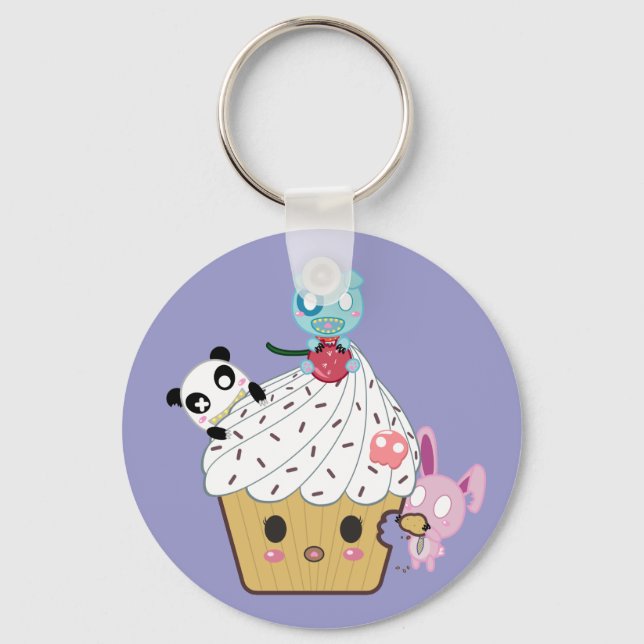 Cupcake Attack! (>_<) Key Ring (Front)