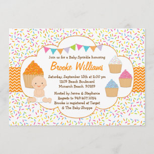 Cupcake Baby Sprinkle Shower Invitation Neutral