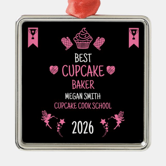 Cupcake Baker Award Metal Tree Decoration (Front)