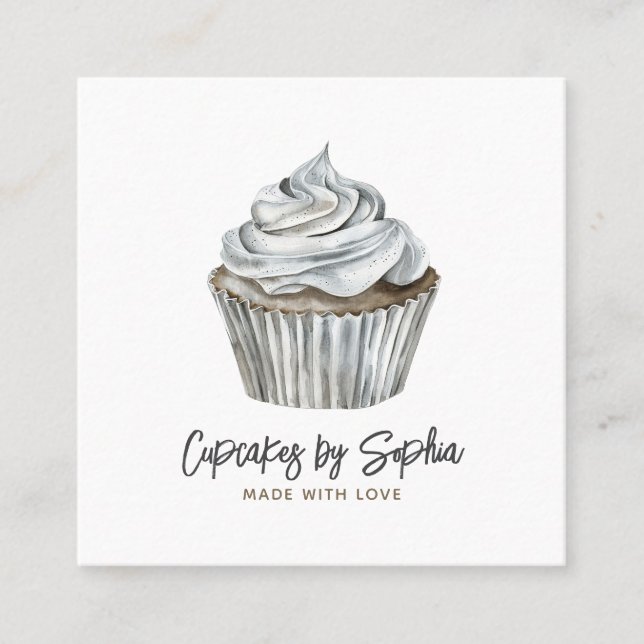 Cupcake Baker Bakery Chef Catering  Square Business Card (Front)