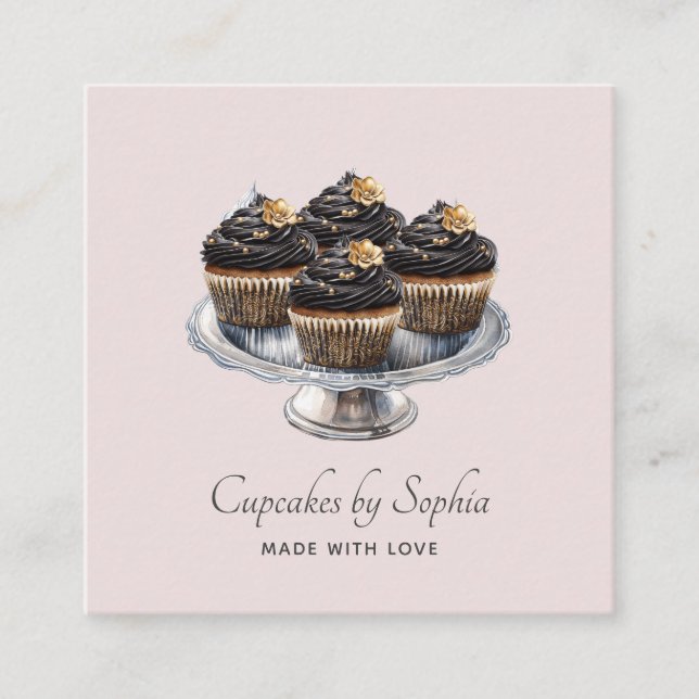Cupcake Baker Bakery Chef Catering  Square Business Card (Front)